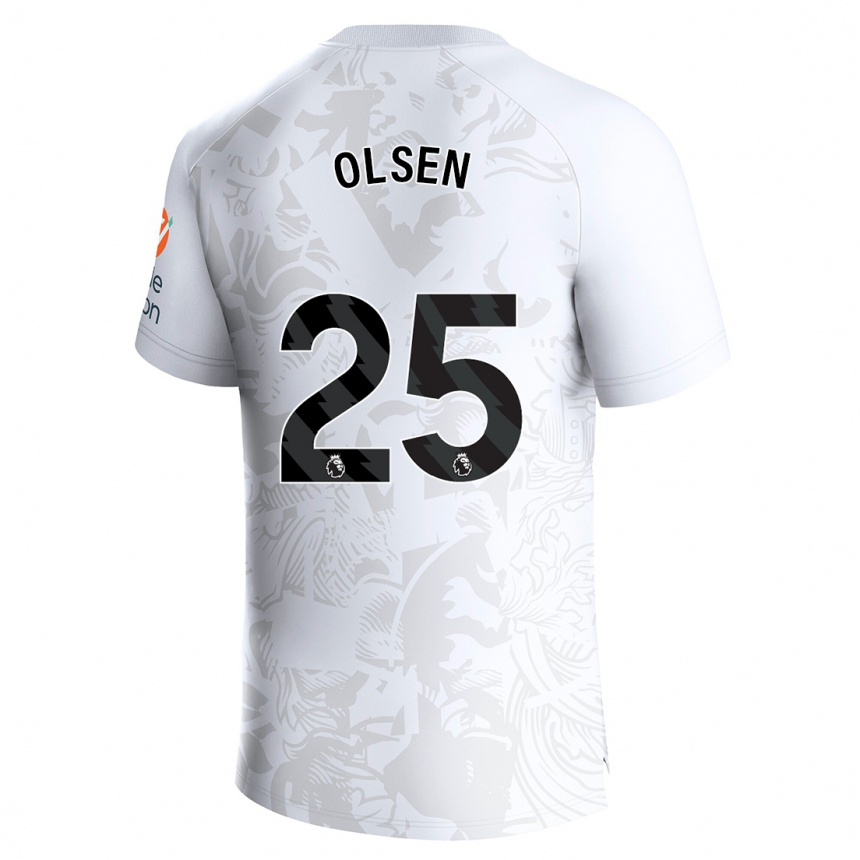 Kinder Fußball Robin Olsen #25 Weiß Auswärtstrikot Trikot 2023/24 T-Shirt Luxemburg