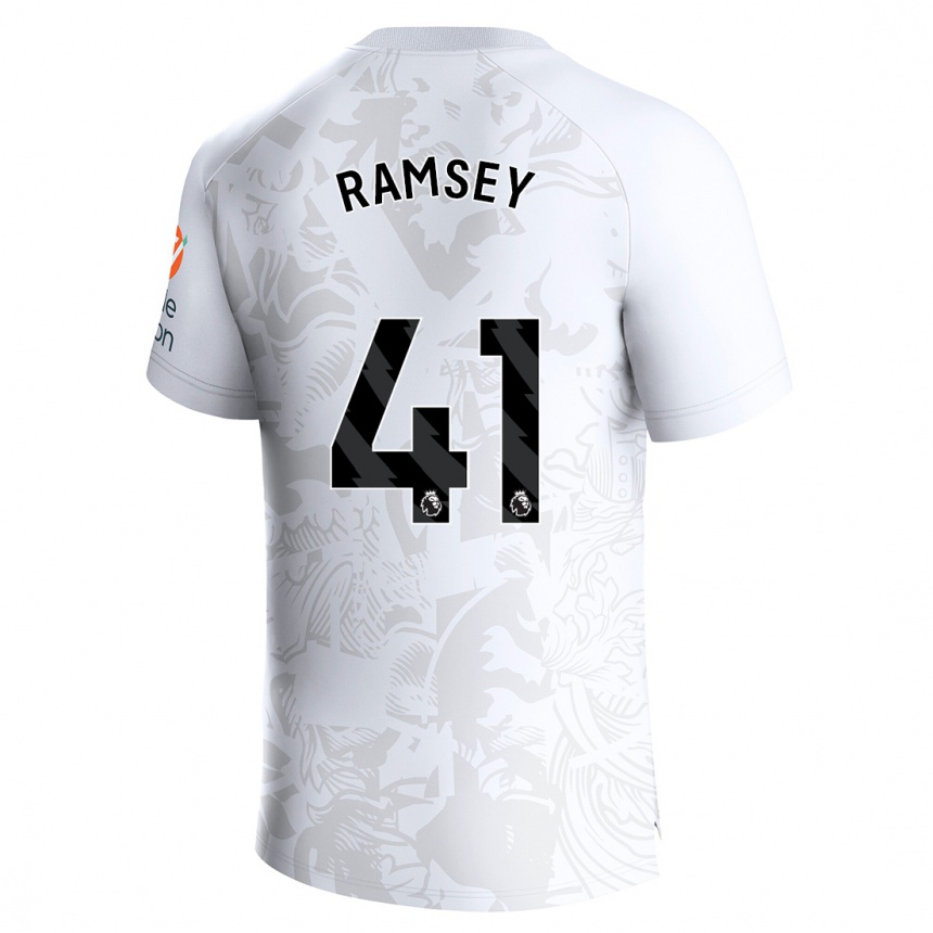 Kinder Fußball Jacob Ramsey #41 Weiß Auswärtstrikot Trikot 2023/24 T-Shirt Luxemburg