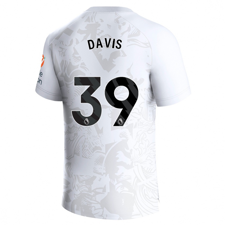 Kinder Fußball Keinan Davis #39 Weiß Auswärtstrikot Trikot 2023/24 T-Shirt Luxemburg