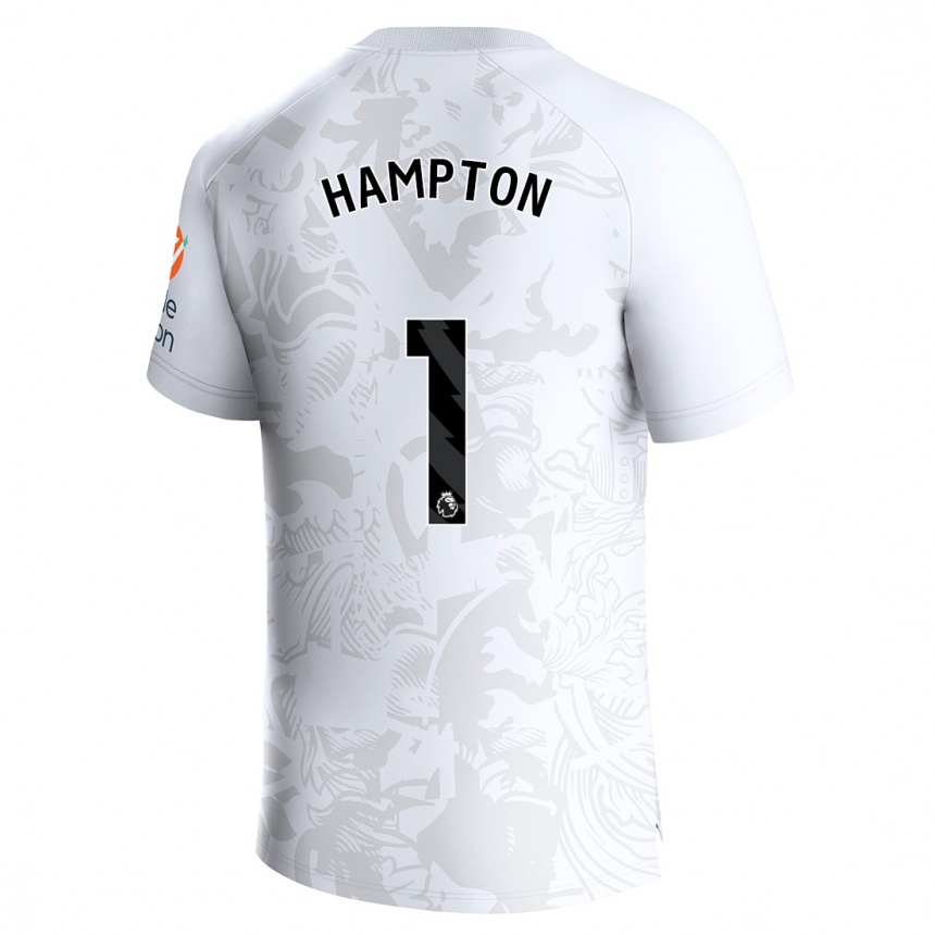 Kinder Fußball Hannah Hampton #1 Weiß Auswärtstrikot Trikot 2023/24 T-Shirt Luxemburg