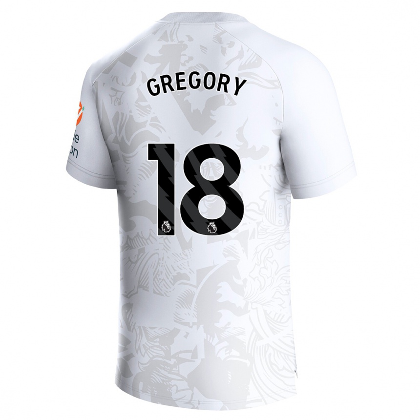 Kinder Fußball Freya Gregory #18 Weiß Auswärtstrikot Trikot 2023/24 T-Shirt Luxemburg