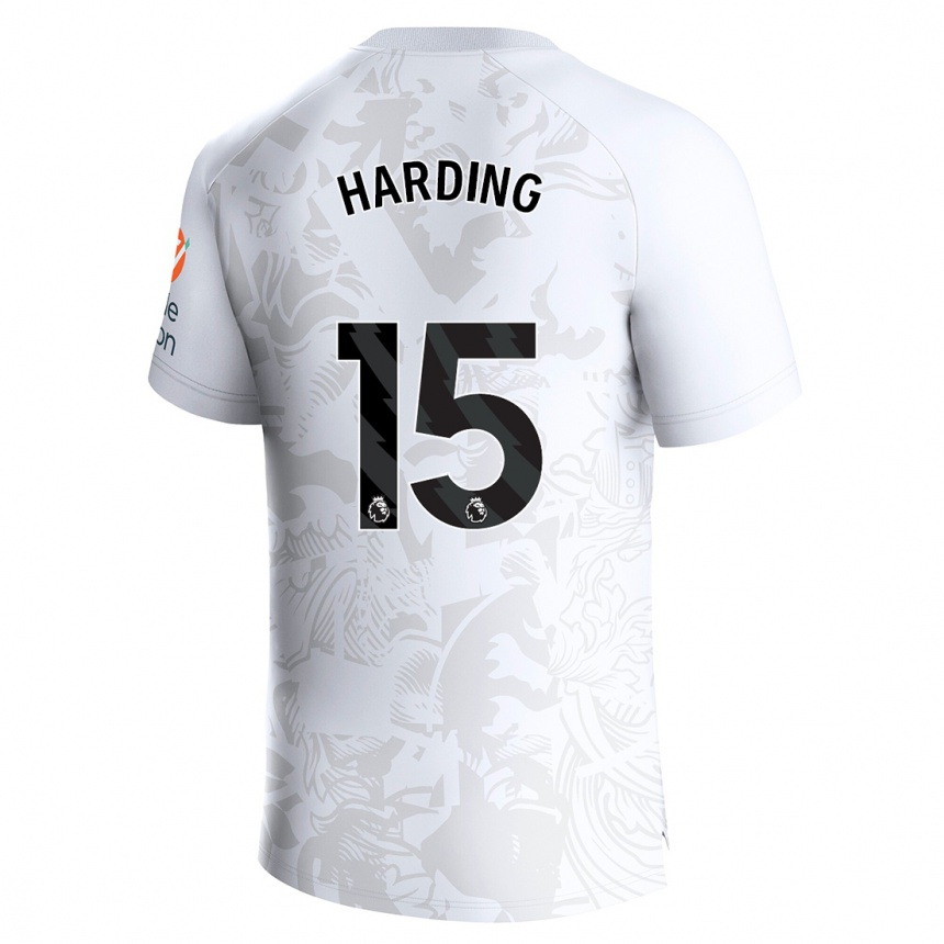 Kinder Fußball Natasha Harding #15 Weiß Auswärtstrikot Trikot 2023/24 T-Shirt Luxemburg