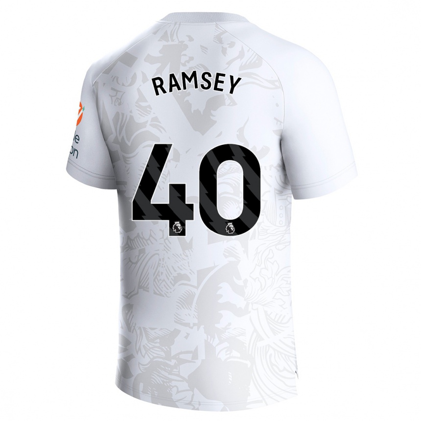Kinder Fußball Aaron Ramsey #40 Weiß Auswärtstrikot Trikot 2023/24 T-Shirt Luxemburg