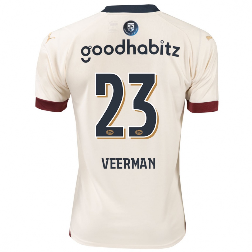 Kinder Fußball Joey Veerman #23 Cremefarben Auswärtstrikot Trikot 2023/24 T-Shirt Luxemburg