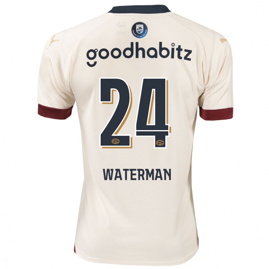 Kinder Fußball Boy Waterman #24 Cremefarben Auswärtstrikot Trikot 2023/24 T-Shirt Luxemburg