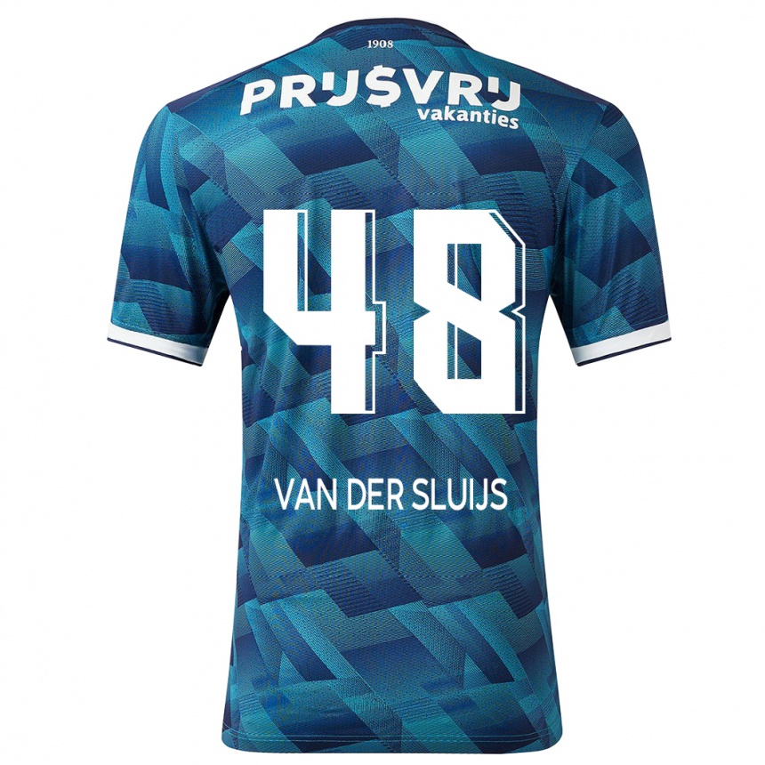 Kinder Fußball Joep Van Der Sluijs #48 Blau Auswärtstrikot Trikot 2023/24 T-Shirt Luxemburg