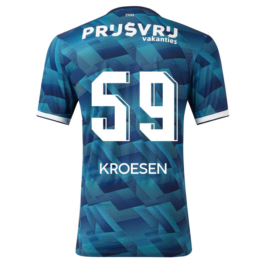 Kinder Fußball Jaimy Kroesen #59 Blau Auswärtstrikot Trikot 2023/24 T-Shirt Luxemburg