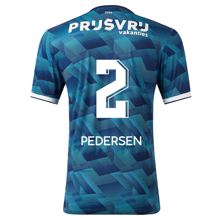 Kinder Fußball Marcus Pedersen #2 Blau Auswärtstrikot Trikot 2023/24 T-Shirt Luxemburg
