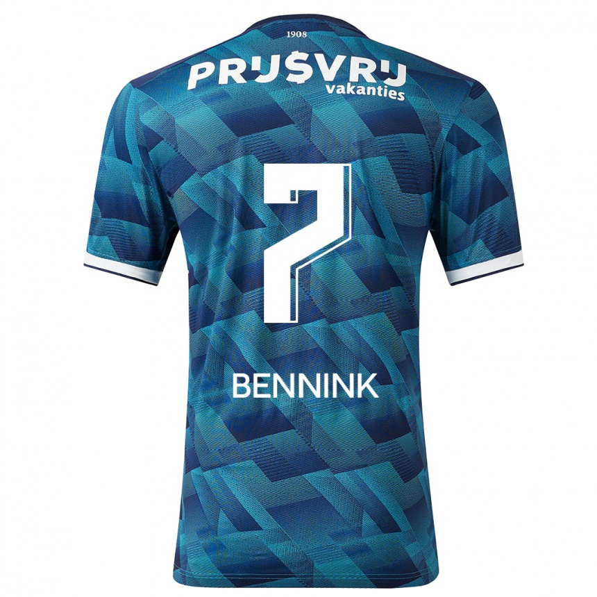 Kinder Fußball Maxime Bennink #7 Blau Auswärtstrikot Trikot 2023/24 T-Shirt Luxemburg