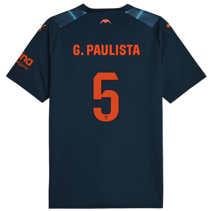 Kinder Fußball Gabriel Paulista #5 Marineblau Auswärtstrikot Trikot 2023/24 T-Shirt Luxemburg