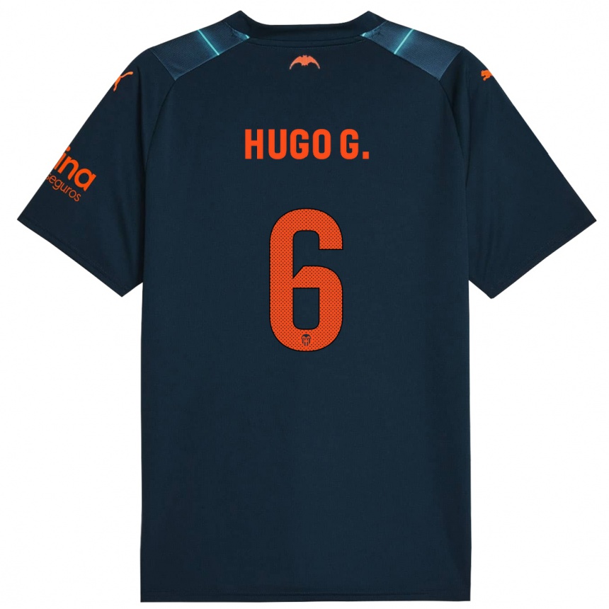 Kinder Fußball Hugo Guillamón #6 Marineblau Auswärtstrikot Trikot 2023/24 T-Shirt Luxemburg
