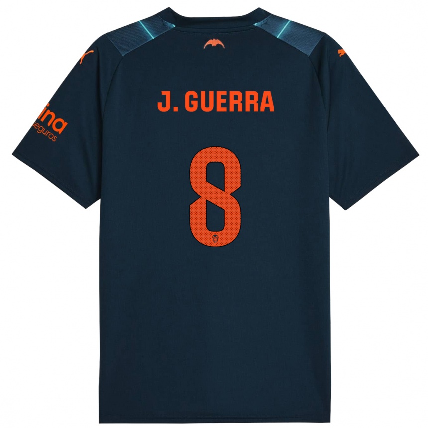 Kinder Fußball Javi Guerra #8 Marineblau Auswärtstrikot Trikot 2023/24 T-Shirt Luxemburg