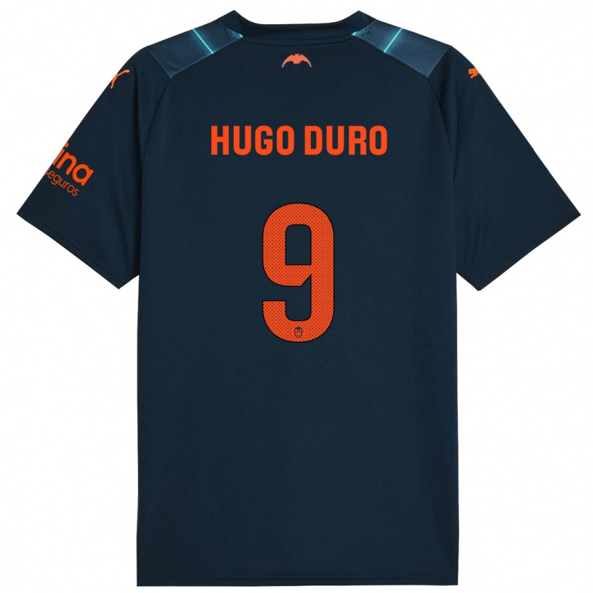 Kinder Fußball Hugo Duro #9 Marineblau Auswärtstrikot Trikot 2023/24 T-Shirt Luxemburg