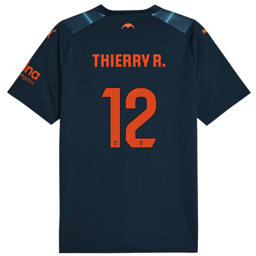 Kinder Fußball Thierry Correia #12 Marineblau Auswärtstrikot Trikot 2023/24 T-Shirt Luxemburg