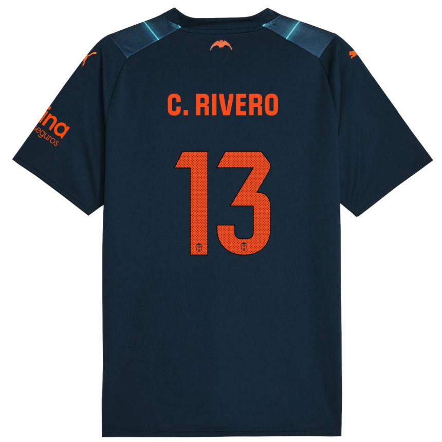 Kinder Fußball Cristian Rivero #13 Marineblau Auswärtstrikot Trikot 2023/24 T-Shirt Luxemburg