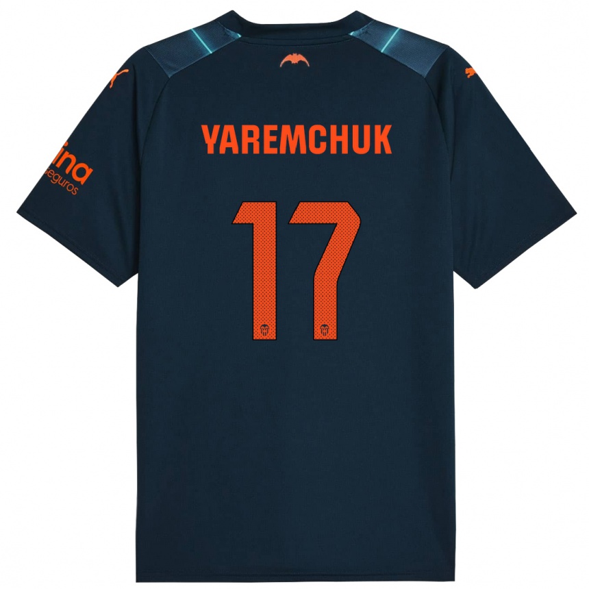 Kinder Fußball Roman Yaremchuk #17 Marineblau Auswärtstrikot Trikot 2023/24 T-Shirt Luxemburg