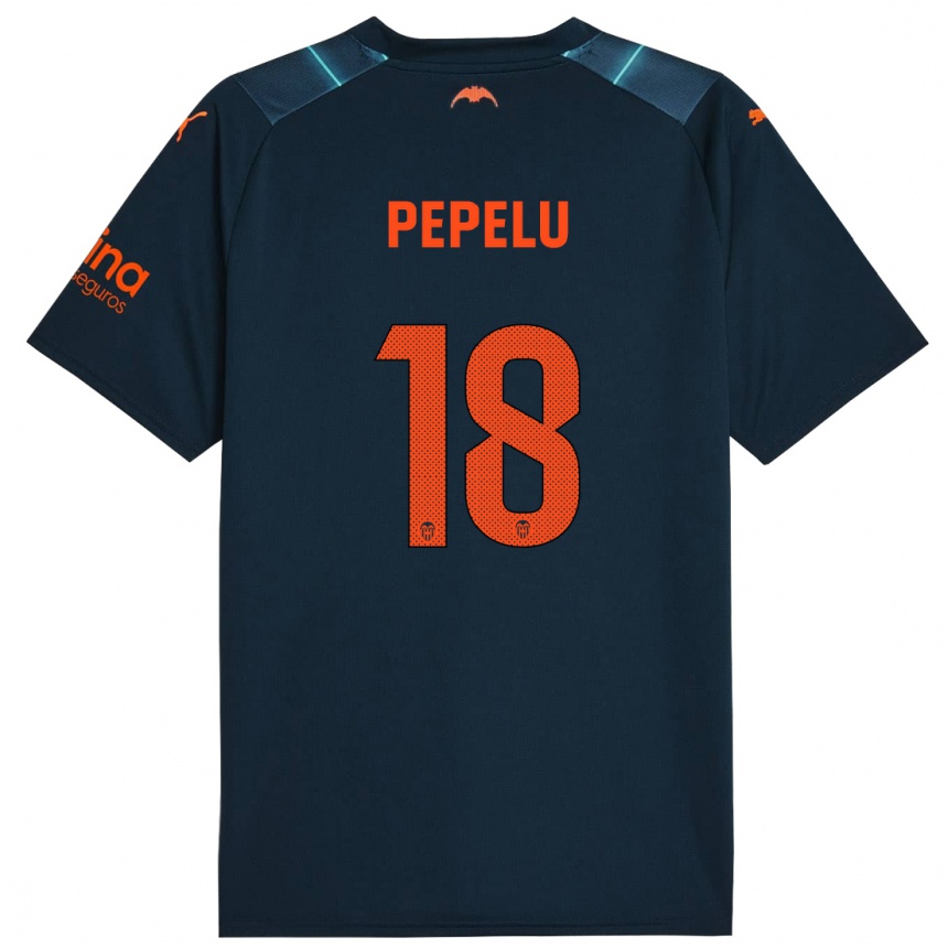 Kinder Fußball Pepelu #18 Marineblau Auswärtstrikot Trikot 2023/24 T-Shirt Luxemburg