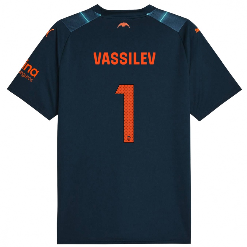 Kinder Fußball David Vassilev #1 Marineblau Auswärtstrikot Trikot 2023/24 T-Shirt Luxemburg