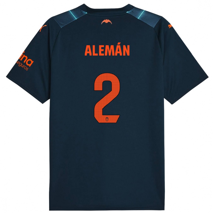 Kinder Fußball Carlos Alemán #2 Marineblau Auswärtstrikot Trikot 2023/24 T-Shirt Luxemburg