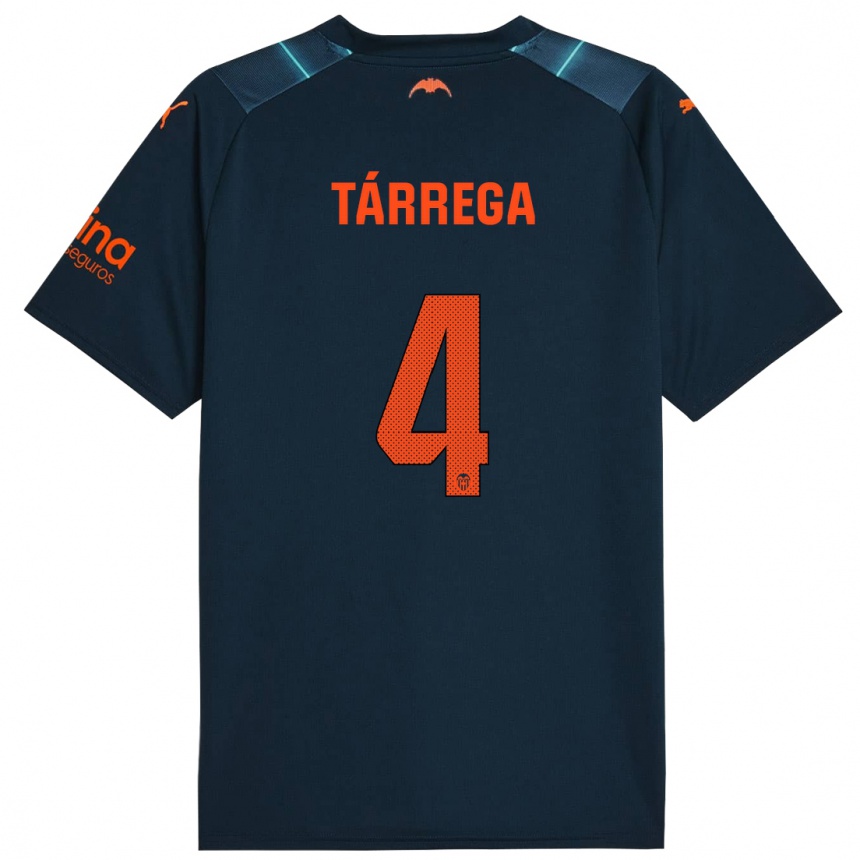 Kinder Fußball César Tárrega #4 Marineblau Auswärtstrikot Trikot 2023/24 T-Shirt Luxemburg