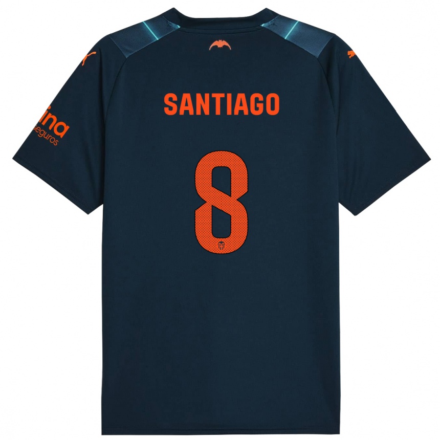 Kinder Fußball Yellu Santiago #8 Marineblau Auswärtstrikot Trikot 2023/24 T-Shirt Luxemburg