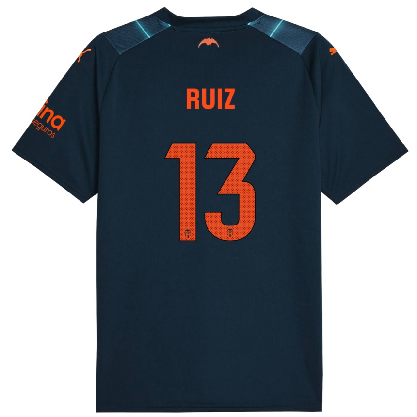 Kinder Fußball Nil Ruiz #13 Marineblau Auswärtstrikot Trikot 2023/24 T-Shirt Luxemburg