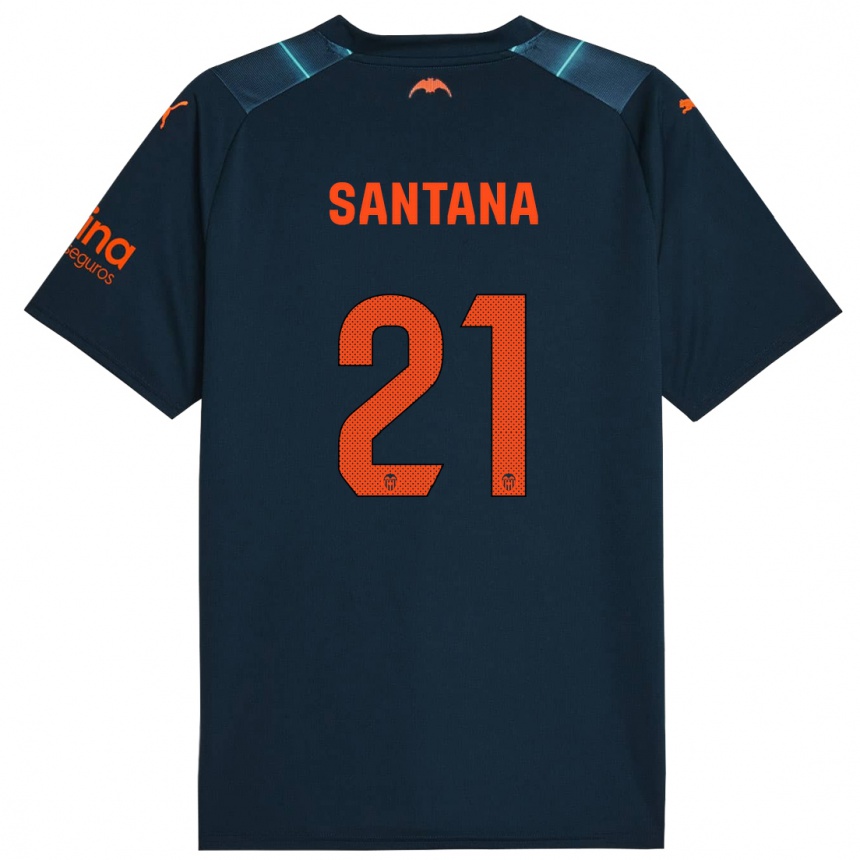 Kinder Fußball Ismael Santana #21 Marineblau Auswärtstrikot Trikot 2023/24 T-Shirt Luxemburg