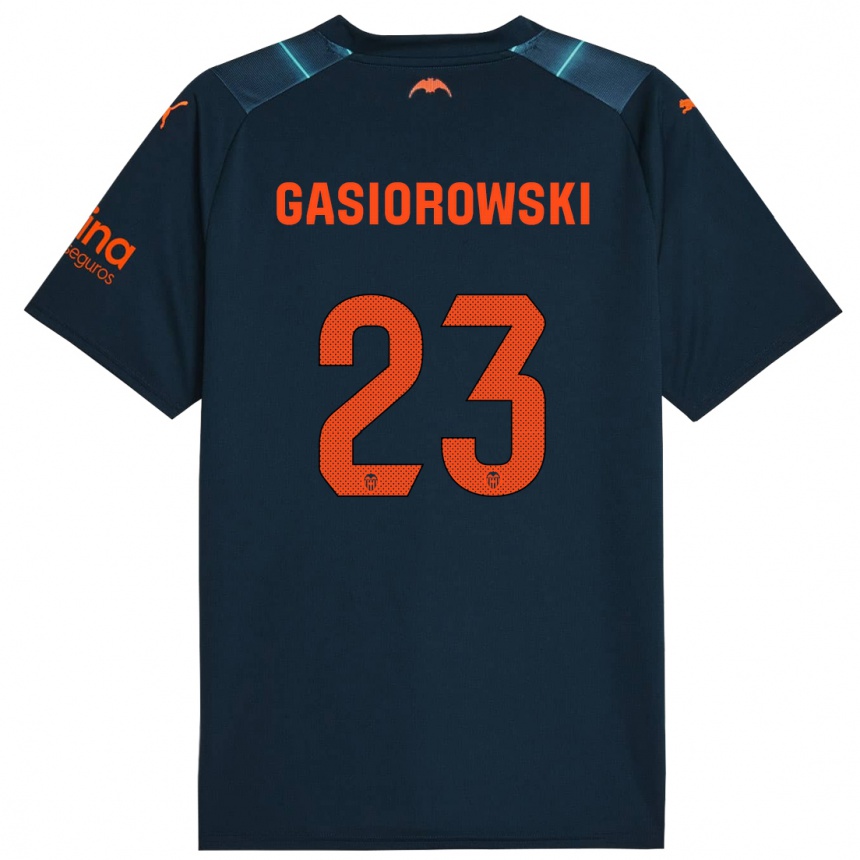 Kinder Fußball Yarek Gasiorowski #23 Marineblau Auswärtstrikot Trikot 2023/24 T-Shirt Luxemburg