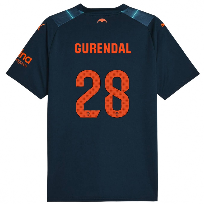 Kinder Fußball Alexander Gurendal #28 Marineblau Auswärtstrikot Trikot 2023/24 T-Shirt Luxemburg