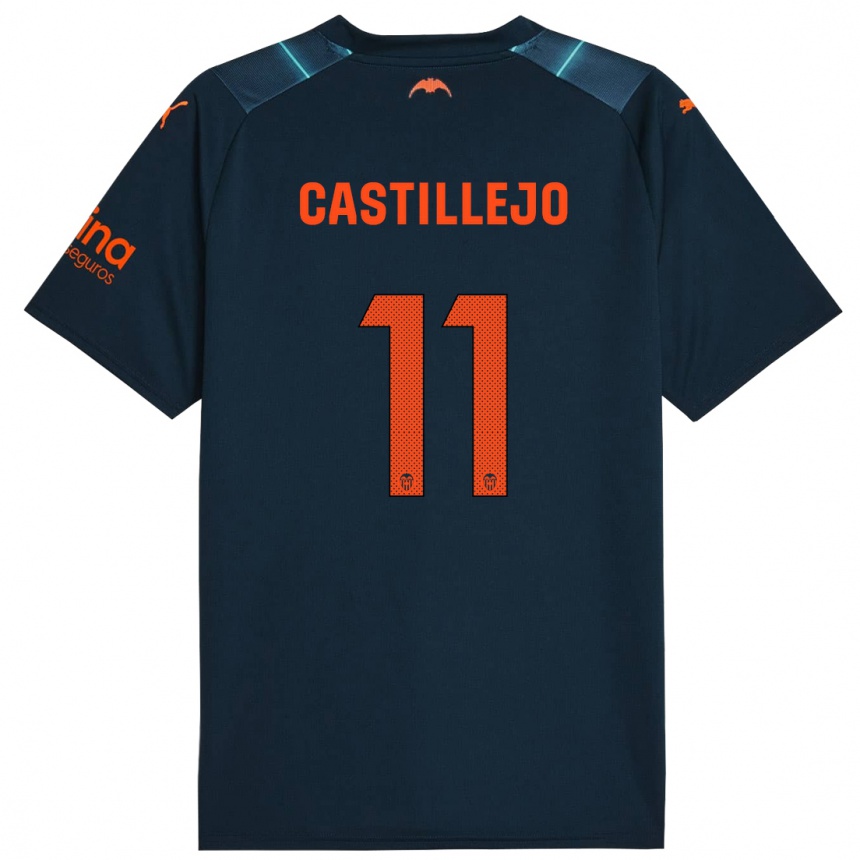 Kinder Fußball Samu Castillejo #11 Marineblau Auswärtstrikot Trikot 2023/24 T-Shirt Luxemburg