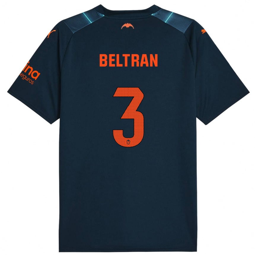 Kinder Fußball Bea Beltran #3 Marineblau Auswärtstrikot Trikot 2023/24 T-Shirt Luxemburg