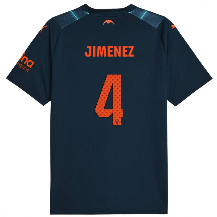 Kinder Fußball Maria Jimenez #4 Marineblau Auswärtstrikot Trikot 2023/24 T-Shirt Luxemburg