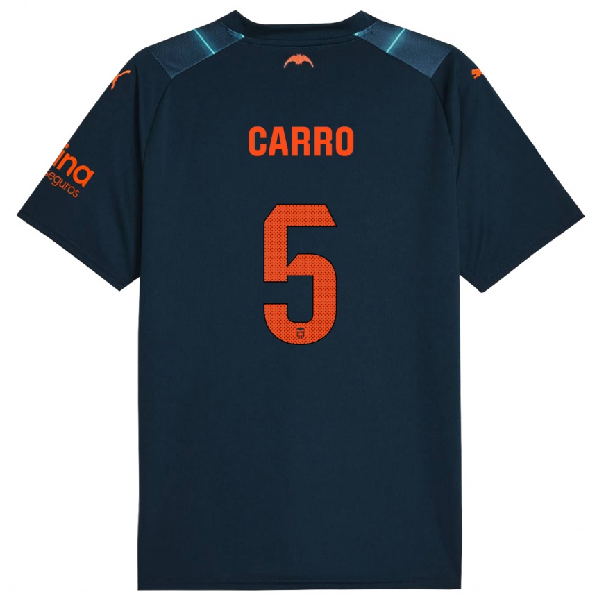 Kinder Fußball Marta Carro #5 Marineblau Auswärtstrikot Trikot 2023/24 T-Shirt Luxemburg