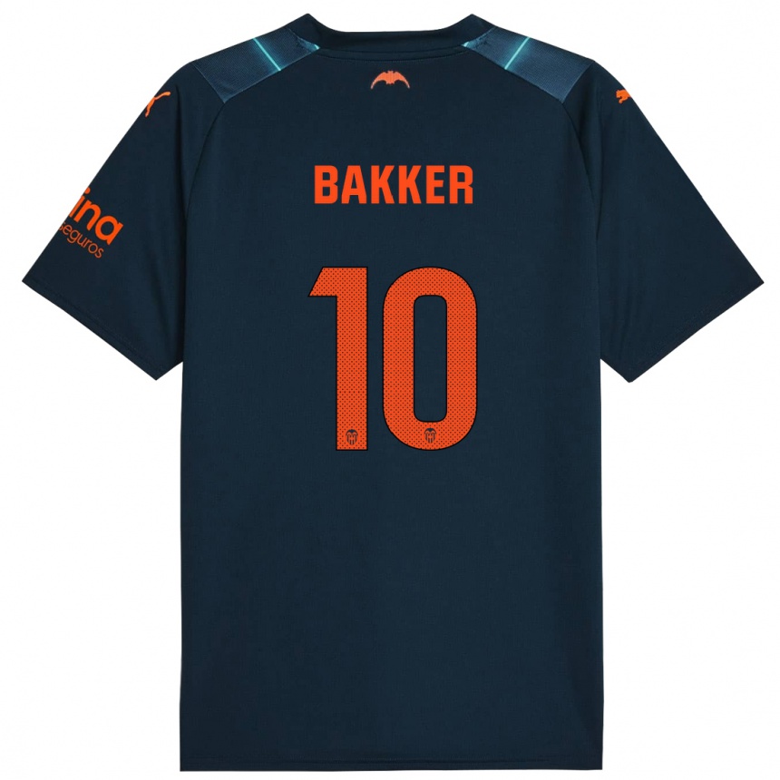 Kinder Fußball Linda Bakker #10 Marineblau Auswärtstrikot Trikot 2023/24 T-Shirt Luxemburg