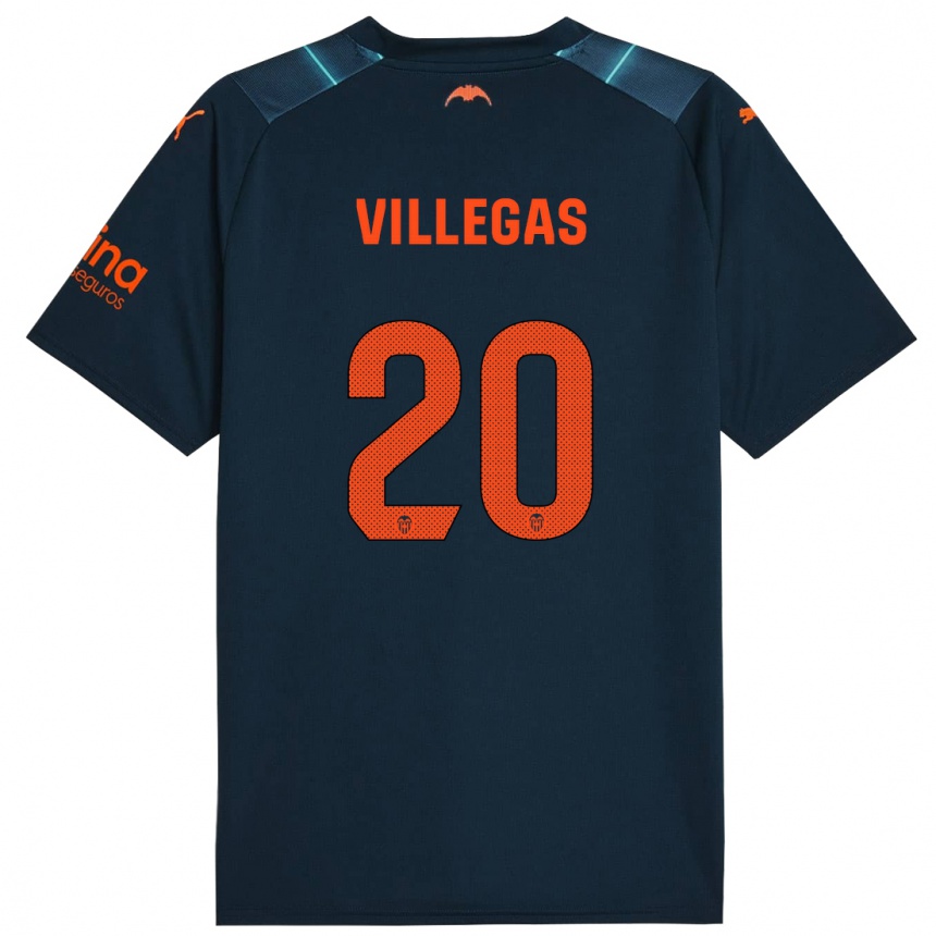 Kinder Fußball Noelia Villegas #20 Marineblau Auswärtstrikot Trikot 2023/24 T-Shirt Luxemburg