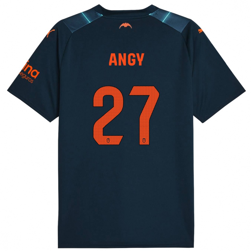 Kinder Fußball Angy #27 Marineblau Auswärtstrikot Trikot 2023/24 T-Shirt Luxemburg