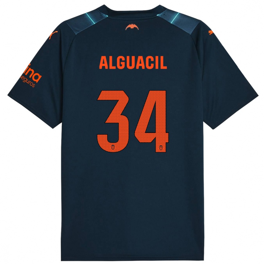 Kinder Fußball Ainhoa Alguacil #34 Marineblau Auswärtstrikot Trikot 2023/24 T-Shirt Luxemburg