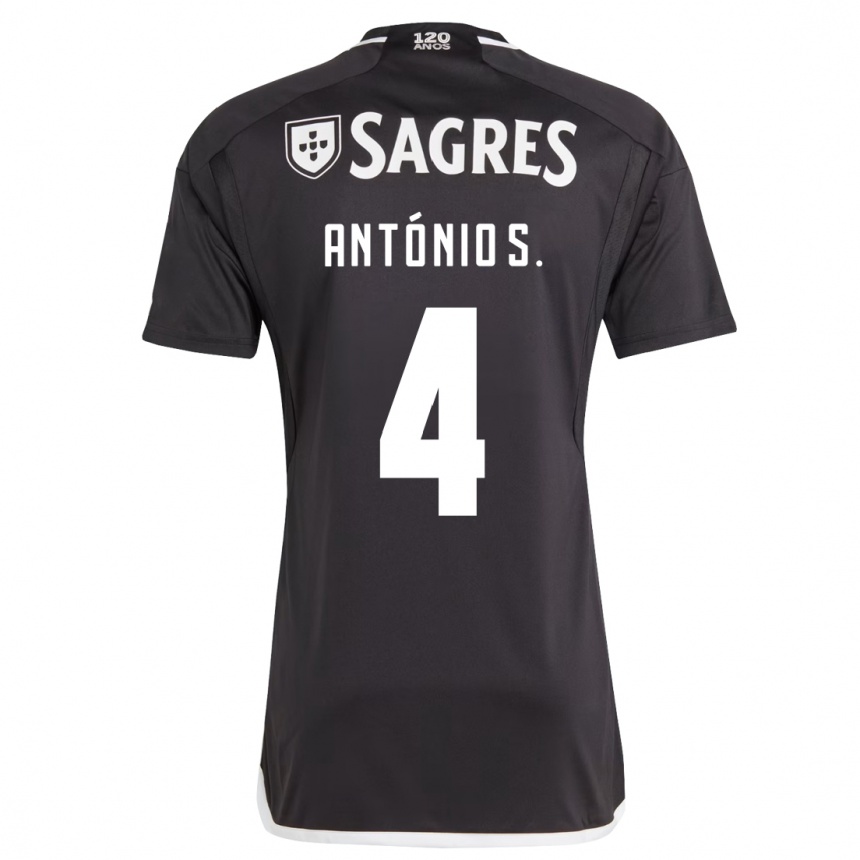 Kinder Fußball António Silva #4 Schwarz Auswärtstrikot Trikot 2023/24 T-Shirt Luxemburg