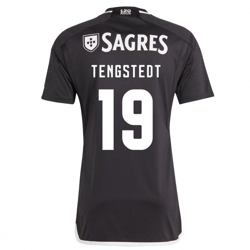 Kinder Fußball Casper Tengstedt #19 Schwarz Auswärtstrikot Trikot 2023/24 T-Shirt Luxemburg