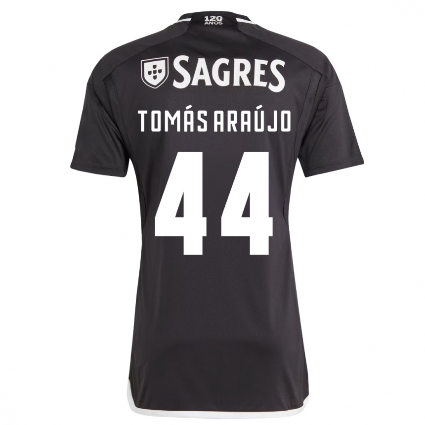 Kinder Fußball Tomás Araújo #44 Schwarz Auswärtstrikot Trikot 2023/24 T-Shirt Luxemburg