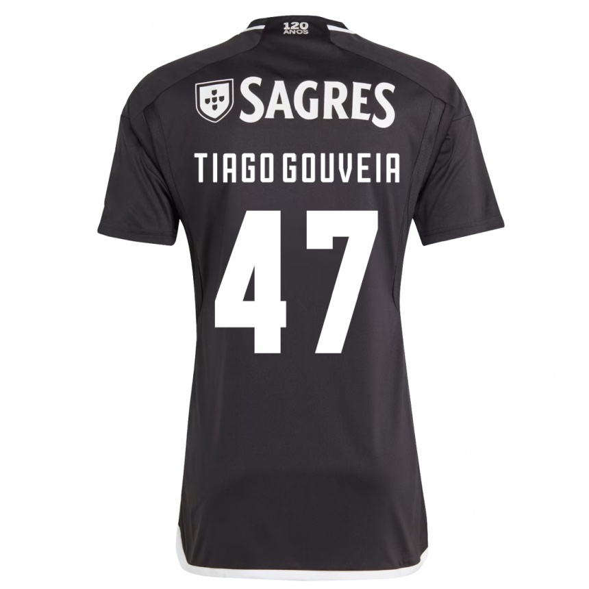 Kinder Fußball Tiago Gouveia #47 Schwarz Auswärtstrikot Trikot 2023/24 T-Shirt Luxemburg