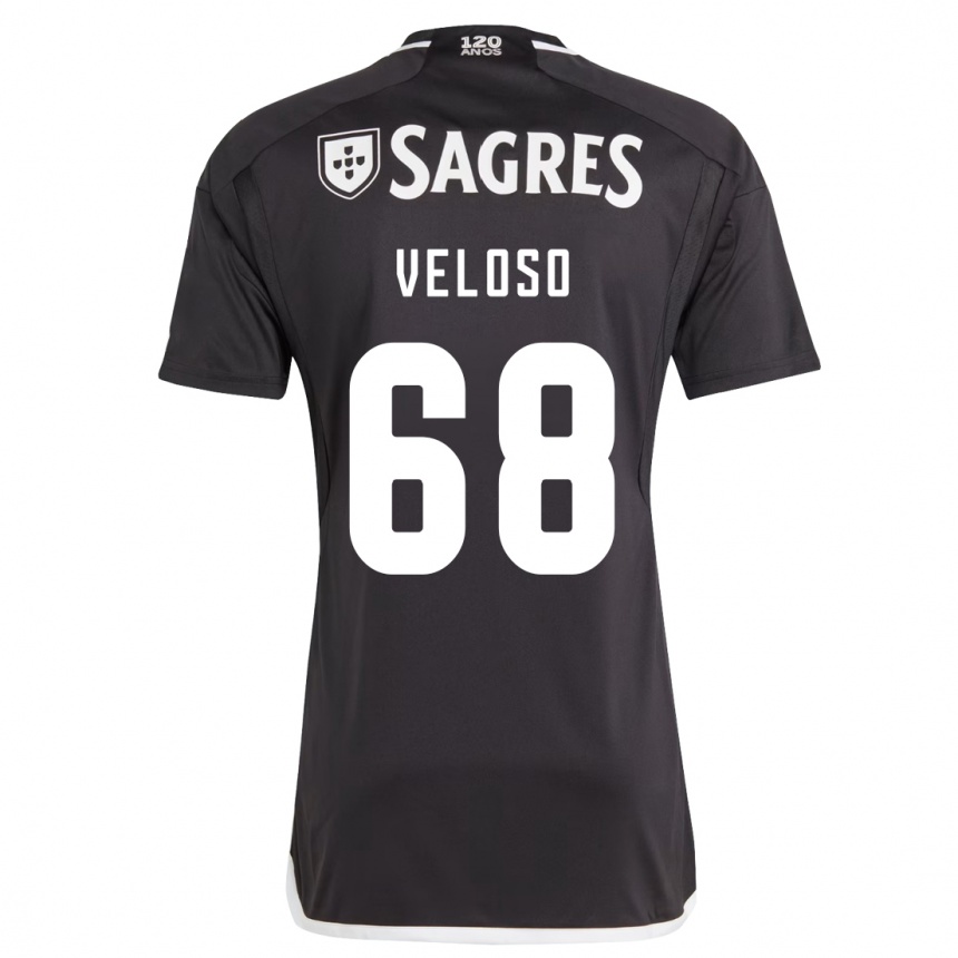 Kinder Fußball João Veloso #68 Schwarz Auswärtstrikot Trikot 2023/24 T-Shirt Luxemburg