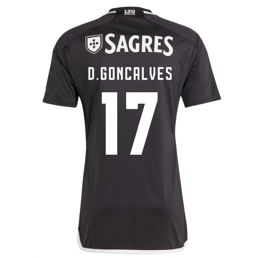 Kinder Fußball Diogo Goncalves #17 Schwarz Auswärtstrikot Trikot 2023/24 T-Shirt Luxemburg