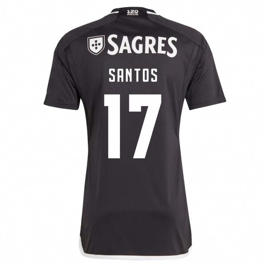 Kinder Fußball Daniela Santos #17 Schwarz Auswärtstrikot Trikot 2023/24 T-Shirt Luxemburg