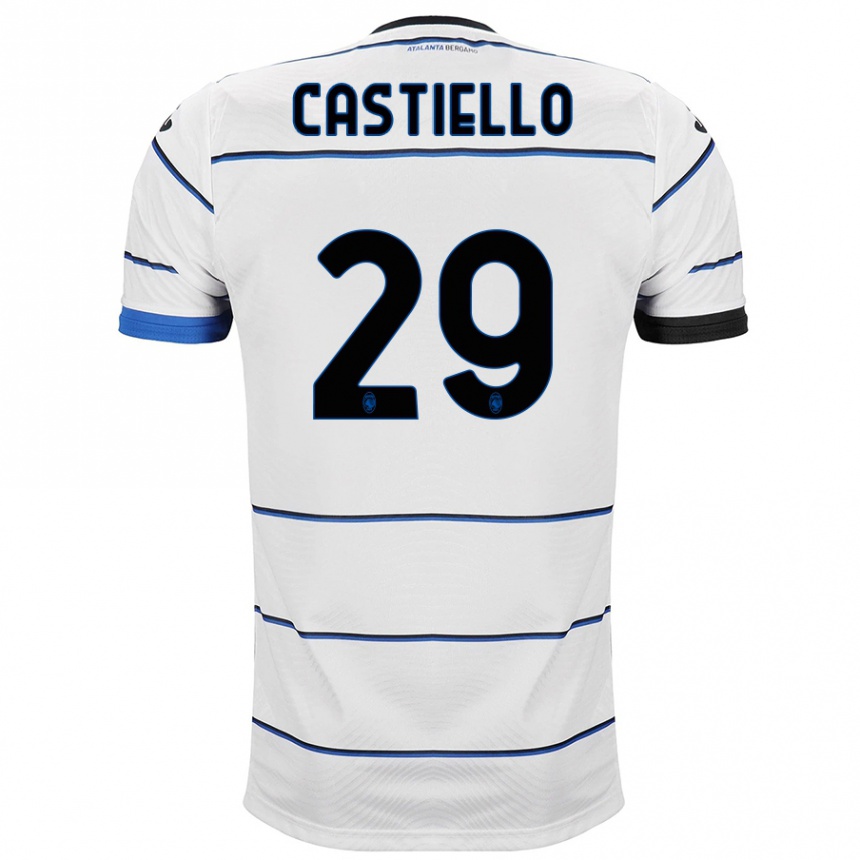 Kinder Fußball Alex Castiello #29 Weiß Auswärtstrikot Trikot 2023/24 T-Shirt Luxemburg