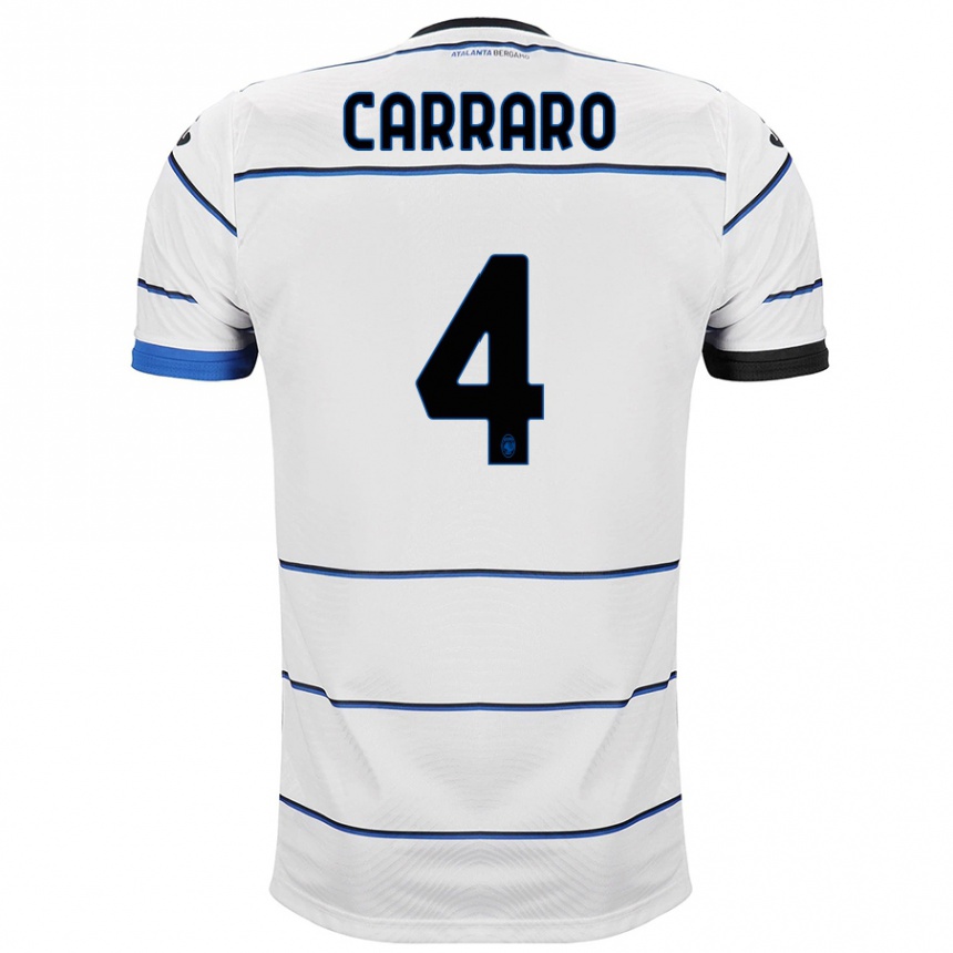 Kinder Fußball Marco Carraro #4 Weiß Auswärtstrikot Trikot 2023/24 T-Shirt Luxemburg