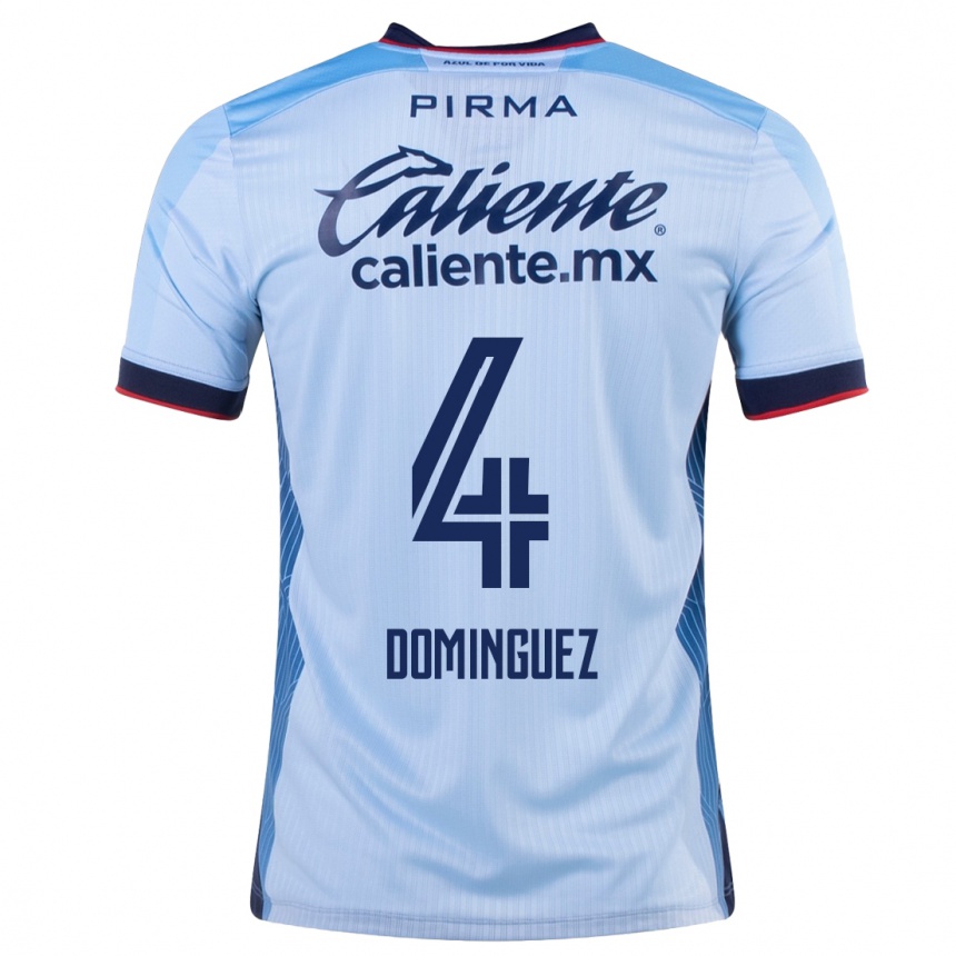 Kinder Fußball Julio Cesar Dominguez #4 Himmelblau Auswärtstrikot Trikot 2023/24 T-Shirt Luxemburg