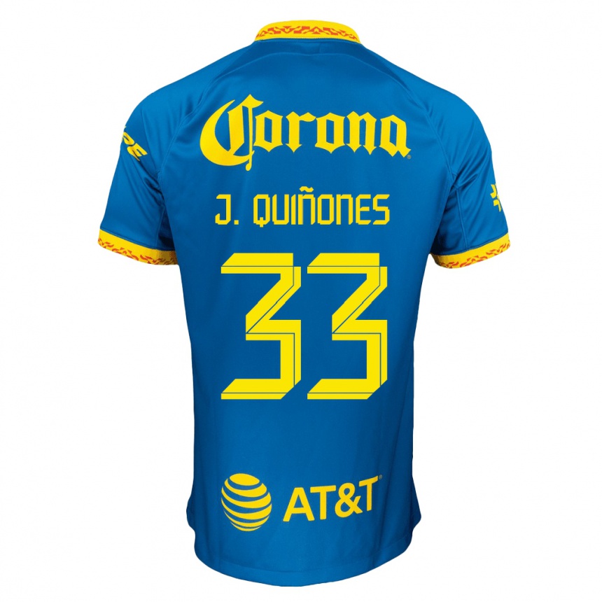 Kinder Fußball Julián Quiñones #33 Blau Auswärtstrikot Trikot 2023/24 T-Shirt Luxemburg
