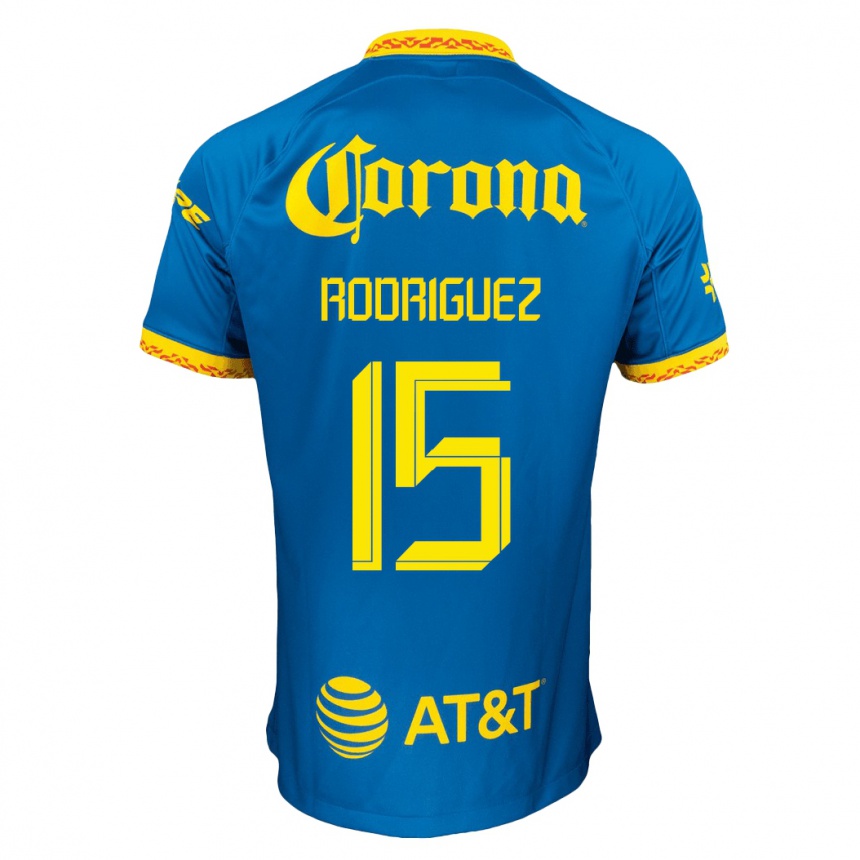 Kinder Fußball Kimberly Rodriguez #15 Blau Auswärtstrikot Trikot 2023/24 T-Shirt Luxemburg