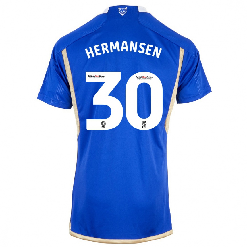 Herren Fußball Mads Hermansen #30 Königsblau Heimtrikot Trikot 2023/24 T-Shirt Luxemburg